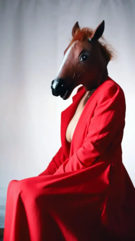 horse.red.dress.human.body